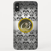 Coques Case-Mate iPhone DAMASK GEM MONOGRAM blanc noir gris (Dos)