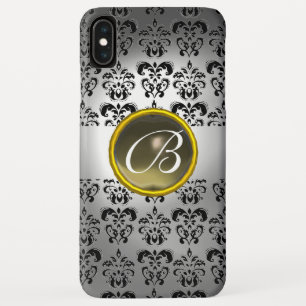 Coques Pour iPhone DAMASK GEM MONOGRAM blanc noir gris