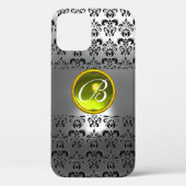 Coques Case-Mate iPhone DAMASK GEM MONOGRAM cristal blanc jaune (Verso)