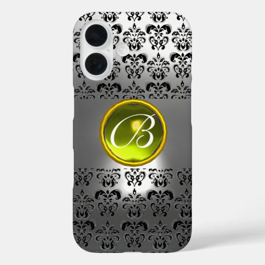 Coques Case-Mate iPhone DAMASK GEM MONOGRAM cristal blanc jaune (Verso)