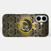 Coques Case-Mate iPhone DAMASK GEM MONOGRAM gris noir (Verso (horizontal))
