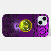 Coques Case-Mate iPhone DAMASK GEM MONOGRAM Jaune violet (Verso (horizontal))
