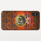 Coques Case-Mate iPhone DAMASK GEM MONOGRAM orange noir gris (Dos (Horizontal))