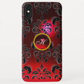 Coques Case-Mate iPhone DAMASK GEM MONOGRAM rouge bordeaux (Dos)