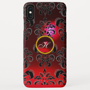 Coque Case-Mate Pour iPhone DAMASK GEM MONOGRAM rouge bordeaux
