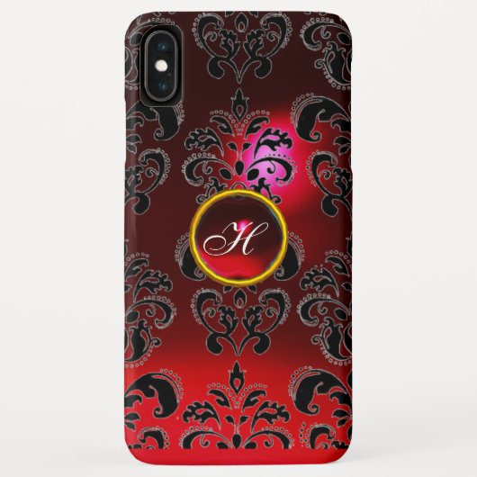 Coques Case-Mate iPhone DAMASK GEM MONOGRAM rouge bordeaux (Dos)
