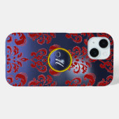 Coques Case-Mate iPhone DAMASK GEM MONOGRAM rouge violet foncé (Verso (horizontal))