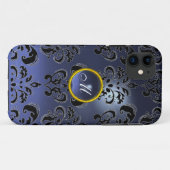 Coques Case-Mate iPhone DAMASK GEM MONOGRAM violet foncé (Dos (Horizontal))