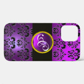 Coques Case-Mate iPhone DAMASK GEM MONOGRAM Violet violet Améthyste (Verso (horizontal))