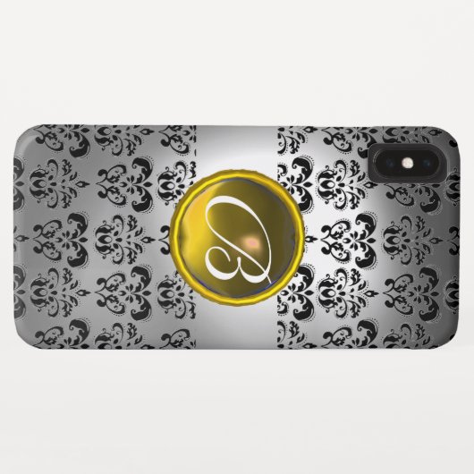 Coques Case-Mate iPhone DAMASK GEM MONOGRAS blanc noir (Dos (Horizontal))