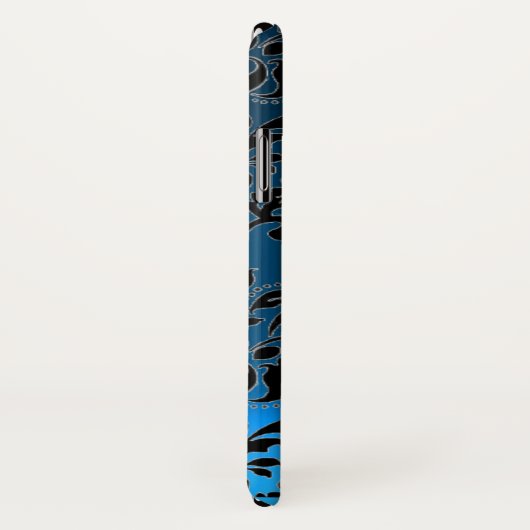 Coques Case-Mate iPhone DAMASK GEM MONOGRAS bleu (Dos/Droite)