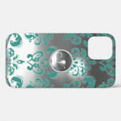 Coques Case-Mate iPhone DAMASK GEM MONOGRAS bleu blanc (Verso (horizontal))