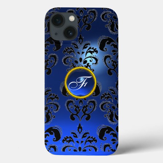Coques Case-Mate iPhone DAMASK GEM MONOGRAS bleu foncé (Verso)