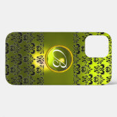 Coques Case-Mate iPhone DAMASK GEM MONOGRAS Jaune (Verso (horizontal))