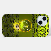 Coques Case-Mate iPhone DAMASK GEM MONOGRAS Jaune (Verso (horizontal))