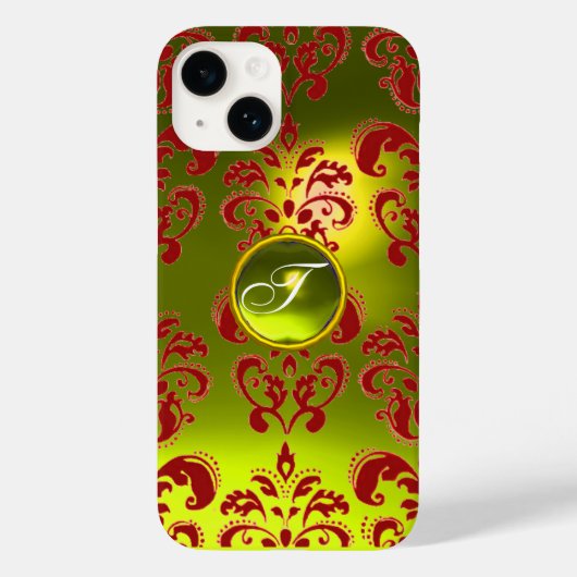 Coques Case-Mate iPhone DAMASK GEM MONOGRAS jaune rouge (Verso)