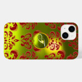 Coques Case-Mate iPhone DAMASK GEM MONOGRAS jaune rouge (Verso (horizontal))