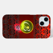 Coques Case-Mate iPhone DAMASK GEM MONOGRAS Jaune rouge (Verso (horizontal))