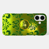 Coques Case-Mate iPhone DAMASK GEM MONOGRAS jaune vert (Verso (horizontal))
