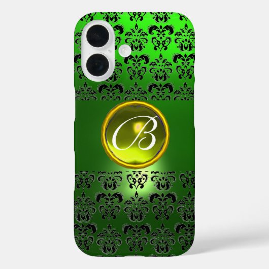 Coques Case-Mate iPhone DAMASK GEM MONOGRAS Jaune vert (Verso)