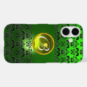 Coques Case-Mate iPhone DAMASK GEM MONOGRAS Jaune vert (Verso (horizontal))