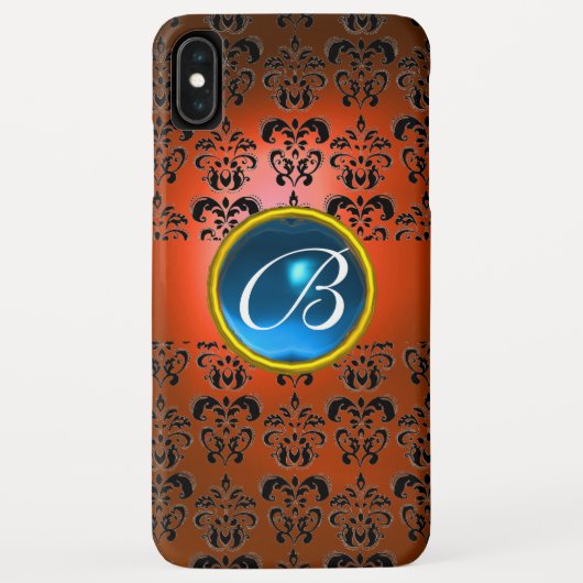 Coques Case-Mate iPhone DAMASK GEM MONOGRAS orange bleu noir (Dos)