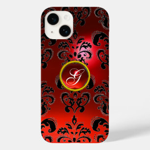 Coques Pour iPhone DAMASK GEM MONOGRAS rouge