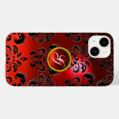 Coques Case-Mate iPhone DAMASK GEM MONOGRAS rouge (Verso (horizontal))