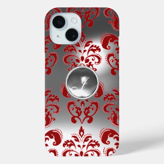 Coques Case-Mate iPhone DAMASK GEM MONOGRAS rouge blanc (Verso)