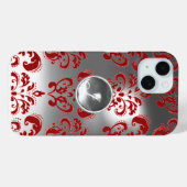 Coques Case-Mate iPhone DAMASK GEM MONOGRAS rouge blanc (Verso (horizontal))