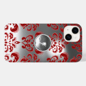 Coques Case-Mate iPhone DAMASK GEM MONOGRAS rouge blanc (Verso (horizontal))