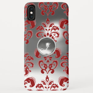Coques Pour iPhone DAMASK GEM MONOGRAS rouge blanc
