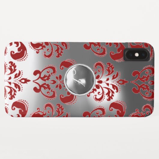 Coques Case-Mate iPhone DAMASK GEM MONOGRAS rouge blanc (Dos (Horizontal))