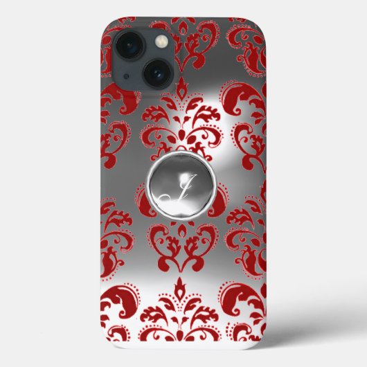 Coques Case-Mate iPhone DAMASK GEM MONOGRAS rouge blanc (Verso)