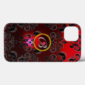 Coques Case-Mate iPhone DAMASK GEM MONOGRAS Rouge Bourgogne Noir (Verso (horizontal))