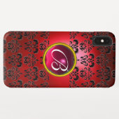 Coques Case-Mate iPhone DAMASK GEM MONOGRAS rouge noir orange (Dos (Horizontal))