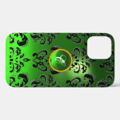 Coques Case-Mate iPhone DAMASK GEM MONOGRAS vert (Verso (horizontal))