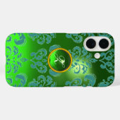 Coques Case-Mate iPhone DAMASK GEM MONOGRAS vert (Verso (horizontal))