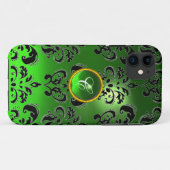 Coques Case-Mate iPhone DAMASK GEM MONOGRAS vert (Dos (Horizontal))