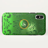 Coques Case-Mate iPhone DAMASK GEM MONOGRAS vert (Dos (Horizontal))
