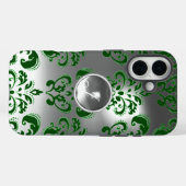 Coques Case-Mate iPhone DAMASK GEM MONOGRAS vert blanc (Verso (horizontal))