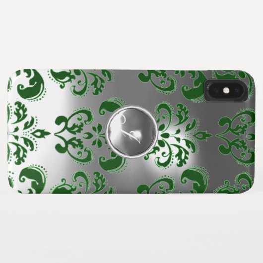 Coques Case-Mate iPhone DAMASK GEM MONOGRAS vert blanc (Dos (Horizontal))
