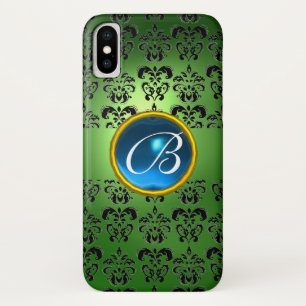 Case-Mate iPhone Case DAMASK GEM MONOGRAS vert noir bleu