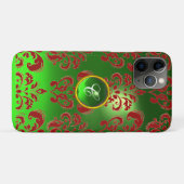 Coques Case-Mate iPhone DAMASK GEM MONOGRAS vert rouge (Dos (Horizontal))