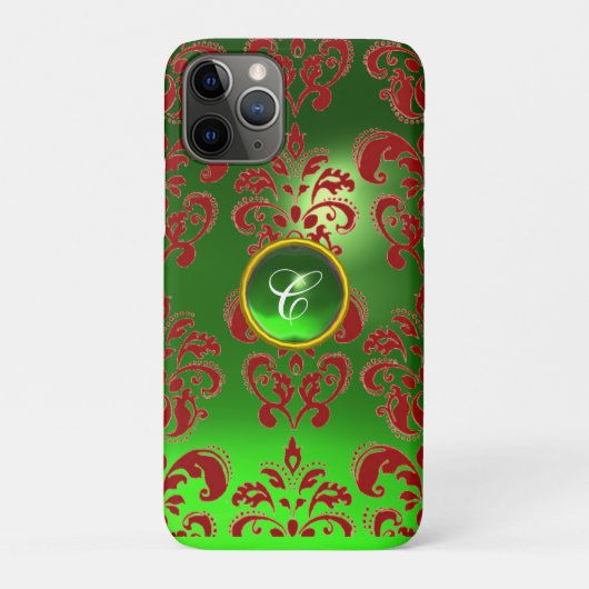 Coques Case-Mate iPhone DAMASK GEM MONOGRAS vert rouge (Dos)