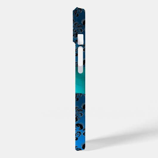 Coques Case-Mate iPhone DAMASK GIRLY MONOGRAM ruban bleu (Verso / Gauche)