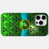 Coques Case-Mate iPhone DAMASK GIRLY MONOGRAM vert aqua bleu ruban (Verso (horizontal))