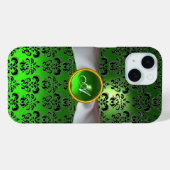 Coques Case-Mate iPhone DAMASK GIRLY MONOGRAM vert ruban blanc (Verso (horizontal))