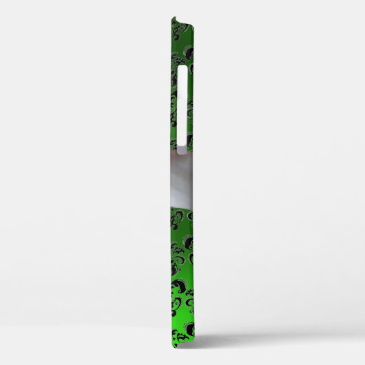 Coques Case-Mate iPhone DAMASK GIRLY MONOGRAM vert ruban blanc (Verso / Gauche)