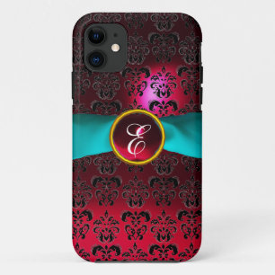 Case-Mate iPhone Case DAMASK MONOGRAM DE FILLE rouge bordeaux blanc ruba